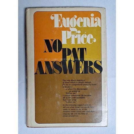 1972 Book No Pat Answers Eugenia Price Hardcover Family Bookshelf Edition Vtg.