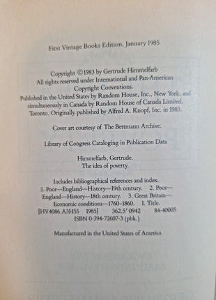 The Idea of Poverty: England in the Early Industrial Age- Gertrude Himmelfarb