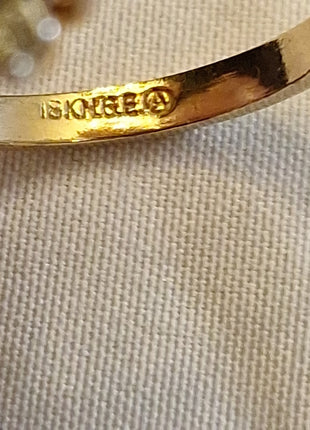 Vintage 18K HGE Cocktail Ring Faux Blue Stone and Rhinestone Cluster Size 8.5 A