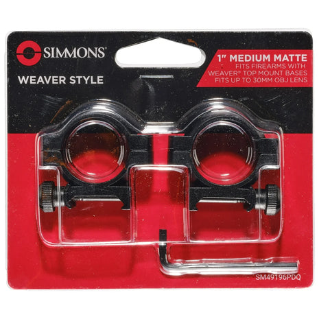 NEW - Simmons Rimfire 1" Scope Rings Weaver Style Med. Matte SM49196PDQ FreeShip