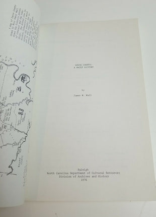 1976 Davie County: A Brief History James Wall PB Book North Carolina