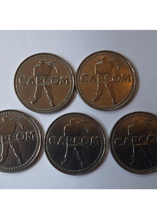 Lot of 5 Capcom Plaza Silver Arcade Token Street Fighter Ryu Rare Promo