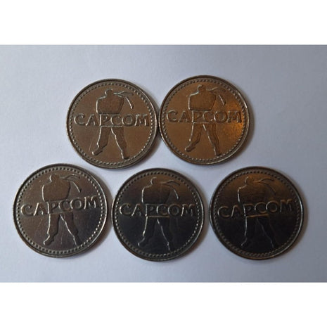 Lot of 5 Capcom Plaza Silver Arcade Token Street Fighter Ryu Rare Promo