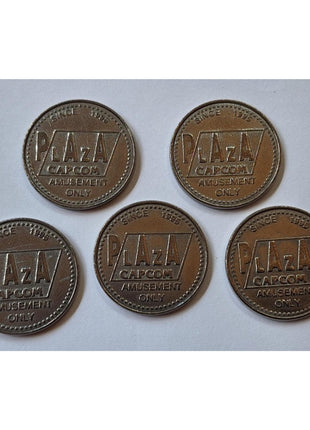 Lot of 5 Capcom Plaza Silver Arcade Token Street Fighter Ryu Rare Promo