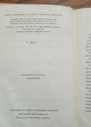 Gregg Shorthand Dictionary Simplified Miniature Mini 1951