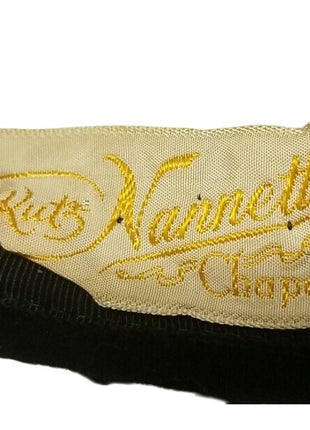 VINTAGE LADIES BLACK VELOUR HAT / LEE - DESIGNER / RHINESTONE / MOD ART DECO