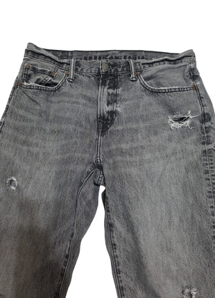 American Eagle Mens Skater Jeans 32x34 Denim Black Faded Distressed