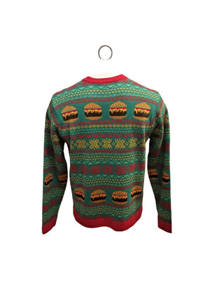 Ugly Christmas Sweater Cheeseburger Hamburger 33 Degrees Acrylic Size L