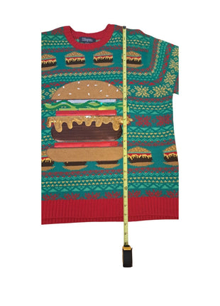 Ugly Christmas Sweater Cheeseburger Hamburger 33 Degrees Acrylic Size L