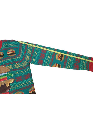 Ugly Christmas Sweater Cheeseburger Hamburger 33 Degrees Acrylic Size L