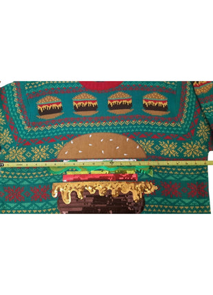 Ugly Christmas Sweater Cheeseburger Hamburger 33 Degrees Acrylic Size L