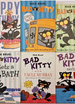 Lot Of 6 Bad Kitty Books - Happy Birthday School Daze Vet Bath Uncle Murray Baby