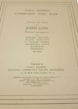 Daily Express Community Song Book - John Goss (Editor) - 1927 - Vintage