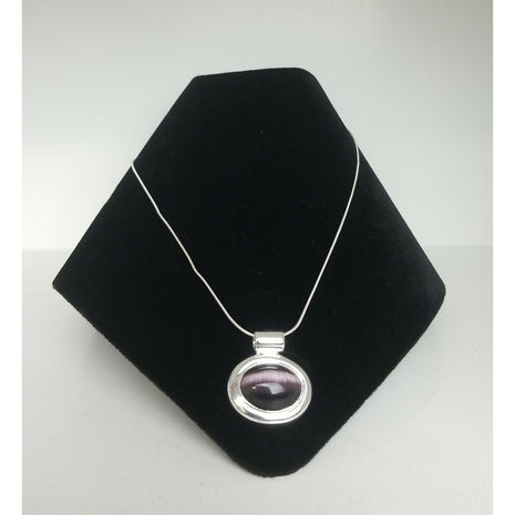 FAS Necklace Sterling Silver 925 Purple Stone Pendant 10.7g