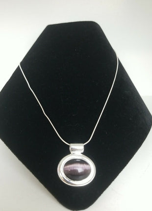 FAS Necklace Sterling Silver 925 Purple Stone Pendant 10.7g