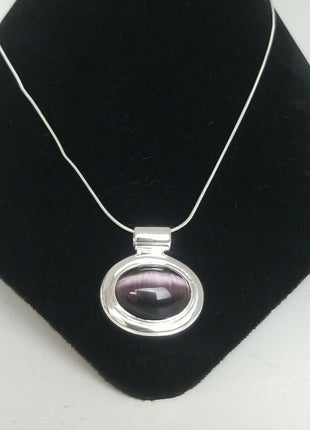 FAS Necklace Sterling Silver 925 Purple Stone Pendant 10.7g