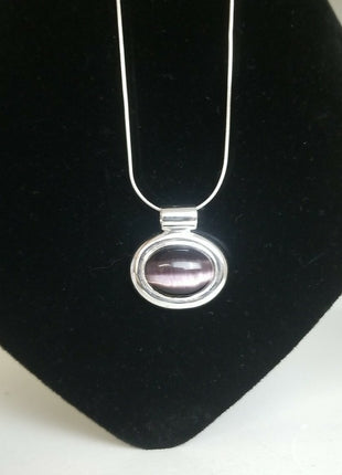 FAS Necklace Sterling Silver 925 Purple Stone Pendant 10.7g