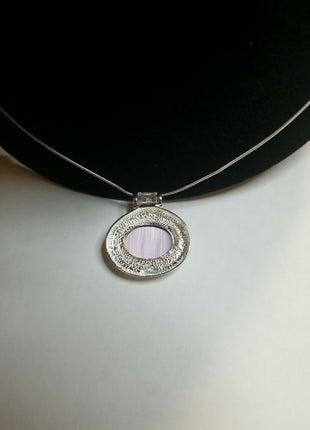 FAS Necklace Sterling Silver 925 Purple Stone Pendant 10.7g