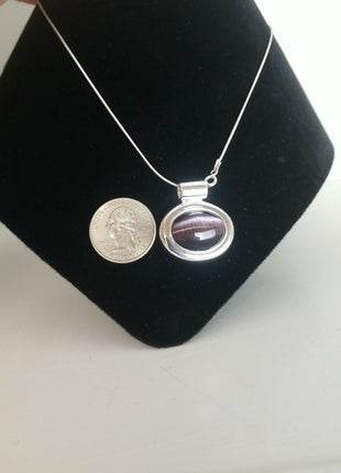 FAS Necklace Sterling Silver 925 Purple Stone Pendant 10.7g