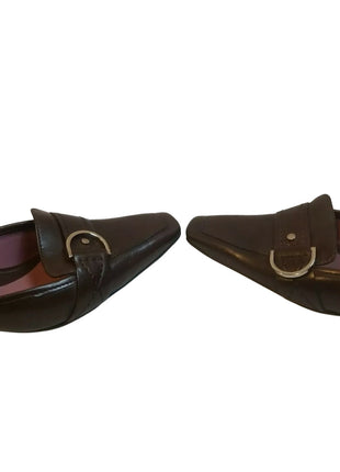 Arturo Chiang Brown Purple Leather Slip On Shoes Pumps Heels Size 6 M