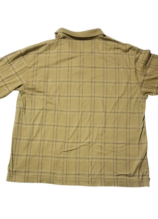 Dockers Mens XL Beige Plaid Short Sleeve Polo Shirt 100% Cotton Classic Fit