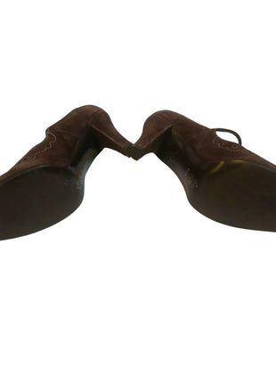 Arturo Chiang Dark Brown Suede Heels size 6.5 M Leather Brazil