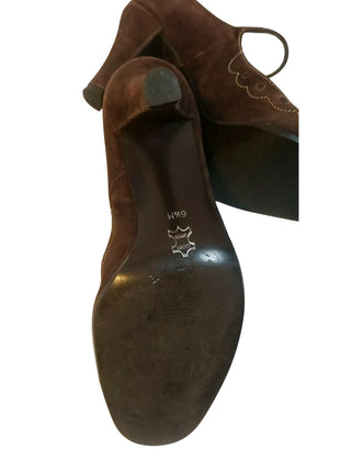 Arturo Chiang Dark Brown Suede Heels size 6.5 M Leather Brazil