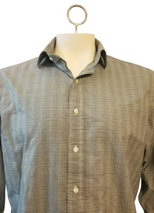 Polo By Ralph Lauren Regent Classic Fit Mens Shirt Size 17 34/35 Gray Plaid Long Sleeve Cotton