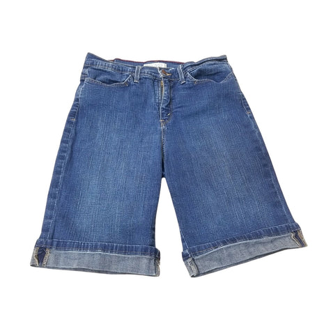 Levis Perfectly Slimming 528 Womens Bermuda Denim Shorts Size 12 Blue Stretch Jeans
