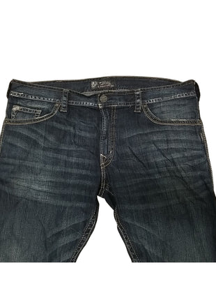 Men's Silver ZAC Relaxed Fit Straight Dark Wash Jeans 46 X 35 W46/L35