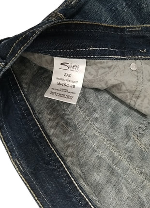 Men's Silver ZAC Relaxed Fit Straight Dark Wash Jeans 46 X 35 W46/L35