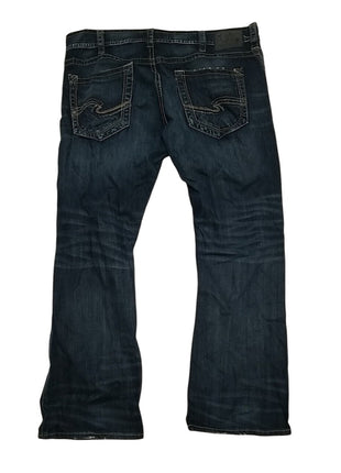 Silver Jeans Co. Men’s ZAC Relaxed Fit Straight Jeans Size 46x35 Dark Wash Denim