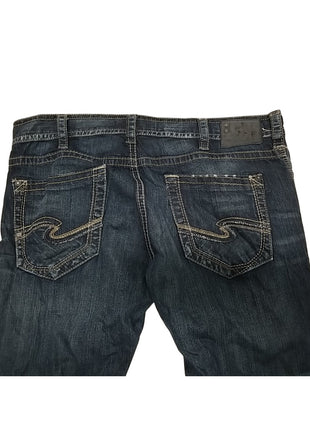 Men's Silver ZAC Relaxed Fit Straight Dark Wash Jeans 46 X 35 W46/L35