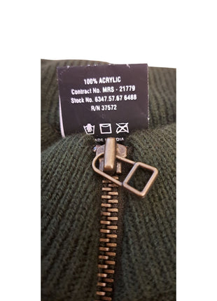 Rothco Olive Drab Military Style Acrylic Ribbed Sweater Zip X-Large Suede Accent