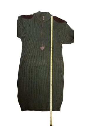 Rothco Olive Drab Military Style Acrylic Ribbed Sweater Zip X-Large Suede Accent