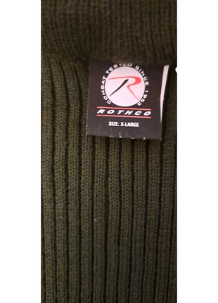 Rothco Olive Drab Military Style Acrylic Ribbed Sweater Zip X-Large Suede Accent