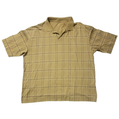 Dockers Mens XL Beige Plaid Short Sleeve Polo Shirt 100% Cotton Classic Fit