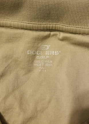 Dockers Mens XL Beige Plaid Short Sleeve Polo Shirt 100% Cotton Classic Fit