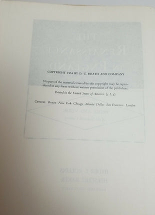 The Renaissance In England By Hyder E Rollins & Herschel Baker, pub. 1954