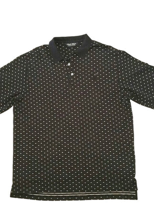 Polo Golf Ralph Lauren Mens L Navy Triangle Polka Dot Polo Shirt 100% Cotton Short Sleeve