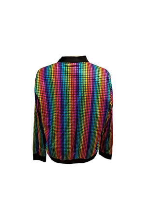 Jogal Style Unisex Metallic RAINBOW Holographic Disco Costume Jacket L Large