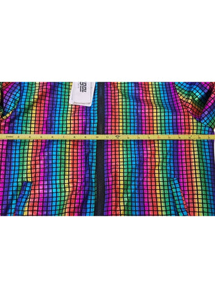 Jogal Style Unisex Metallic RAINBOW Holographic Disco Costume Jacket L Large