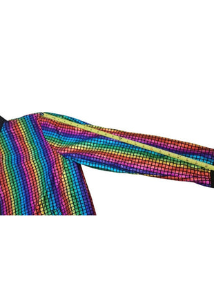 Jogal Style Unisex Metallic RAINBOW Holographic Disco Costume Jacket L Large