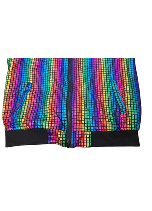 Jogal Style Unisex Metallic RAINBOW Holographic Disco Costume Jacket L Large