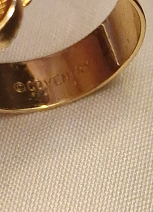 Vintage Signed Sarah Coventry Gold Tone Tennis  Adjustable (6-7 ) Ring