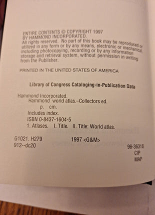 RARE Hammond World Atlas Collectors Edition American Airlines Hardcover 1997