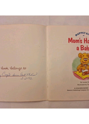Muppet Kids in Mom's Having a Baby by Louise Gikow - paperback kids book - 1991