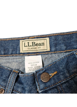 L.L. Bean Mens Classic Fit Blue Denim Jeans Size 33x29 100% Cotton
