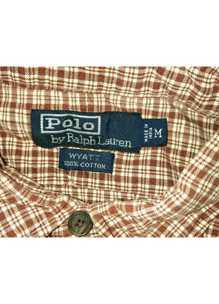 Mens POLO Ralph Lauren Wyatt Button up Long Sleeve Brown Plaid M Medium