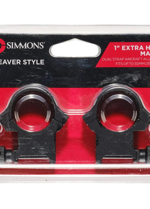 Simmons  1" Xtra High Matte Scope Rings Weaver Style SM49049PDQ Dual Strap Alum.